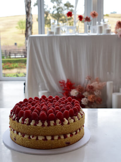 Wedding Cake with raspberry on top