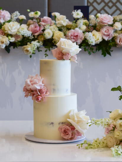 Semi-naked Wedding Cake with Flowers