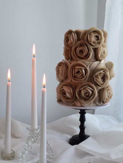 Wedding Cake with hand made Roses