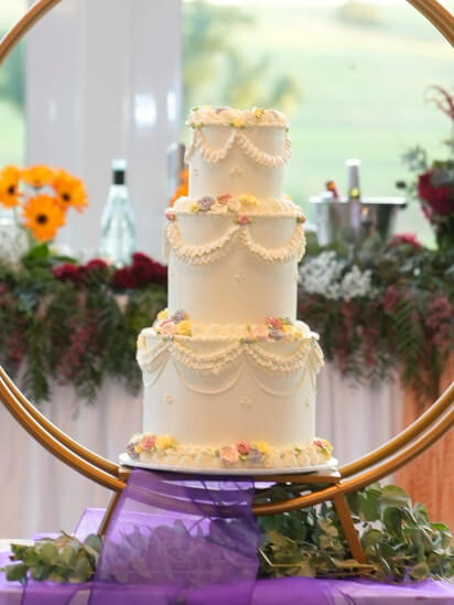 Wedding Cake with pipes and hand made flowers